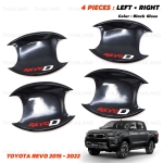 ชุด เบ้ากันรอย เบ้ากลม ถ้วยรองมือเปิด "REVO D" 4 ประตู 4 ชิ้น สีดำเงา สำหรับ Toyota Revo Hilux SR5 Pick Up ปี 2015-2022